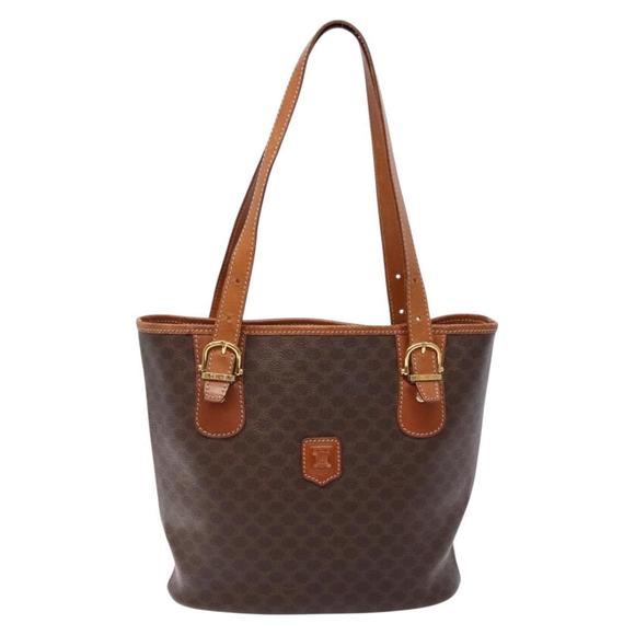CELINE Macadam Canvas Hand Bag PVC Leather Brown Gold Auth ep10409 - Picture 13 of 16